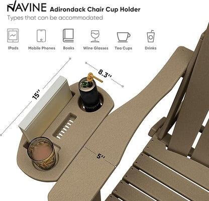 Adirondack Chair, HDPE Folding Adirondack Chair with Multifunctional Cup Holder, Weather Resistant Fire Pit Chair for porches, patios, patios, poolsides, Decks.