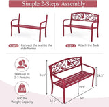 Giantex 50”Outdoor Bench with Cast Iron Backrest & Ergonomic Armrest, 600 lbs Steel Metal Frame - Photo 3