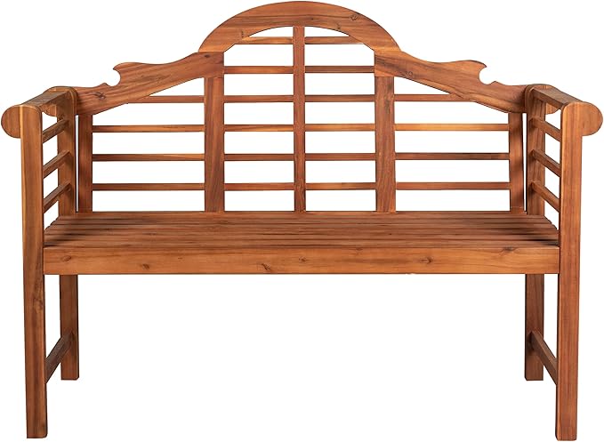 Eyely HNB103A Lucy 51.2" 3-Seat Arched 600-Lbs Support Acacia Wood Outdoor Garden Patio Bench for Garden, Lawn, Backyard, Pool, Deck, Beach, Firepit, Teak
