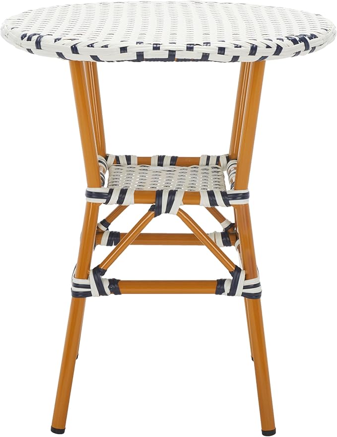 SAFAVIEH Outdoor Collection California White/Navy Bistro Table (Fully Assembled)