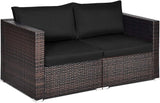 Tangkula 2 Seat Outdoor Wicker Loveseat Sofa Set, Modular PE Rattan 2 Pieces Outdoor Wicker Corner Sofa - Photo 1