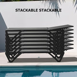Domi Pool Lounge Chairs Set of 3, Aluminum Chaise Lounge Outdoor with Side Table - Photo 8