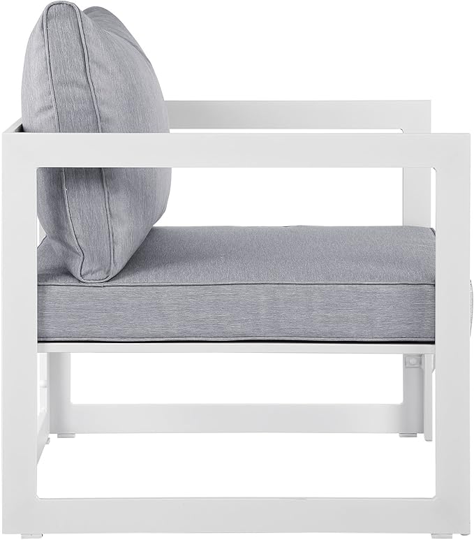 Modway Fortuna Aluminum Outdoor Patio Armchair in White Gray