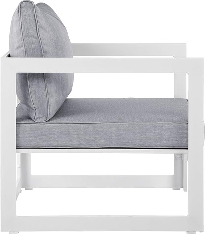 Modway Fortuna Aluminum Outdoor Patio Armchair in White Gray