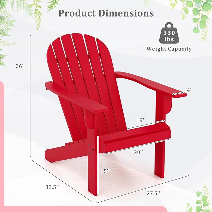 Giantex Acacia Wood Adirondack Chair Set of 2, Outdoor Fire Pit Chair with 105° Inclined Seat, High Backrest, 4" Wide Armrests, Patio Lounge Chair for Outside, Lawn, Backyard, Garden, Deck, Porch