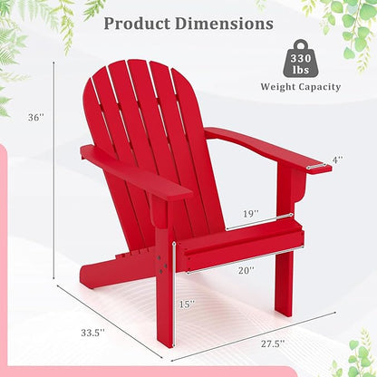 Giantex Acacia Wood Adirondack Chair - Outdoor Fire Pit Chair with 105° Inclined Seat, High Backrest, 4" Wide Armrests, Patio Lounge Chair for Outside, Lawn, Backyard, Garden, Deck, Porch (1, Red)