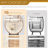 NICESOUL® 2 Person Wicker Stationary Egg Chair Indoor Outdoor Egg Basket Lounge Chair Oversized Thick Cushions Egg Seat - Photo 9
