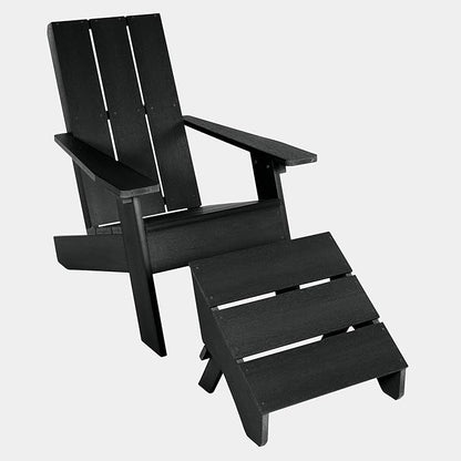 Highwood Italica Modern Adirondack Chair and Ottoman, 2-Piece Set, Black
