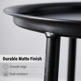 2 PCS Small Outdoor Side Table, 2-Tier Round Metal Patio Table, Accent Table Waterproof - Photo 6