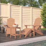 Brown High Density Polyethylene (HDPE) Medium Adirondack Garden Chair Set with Footstools, 2 Chairs and a Table - Photo 1