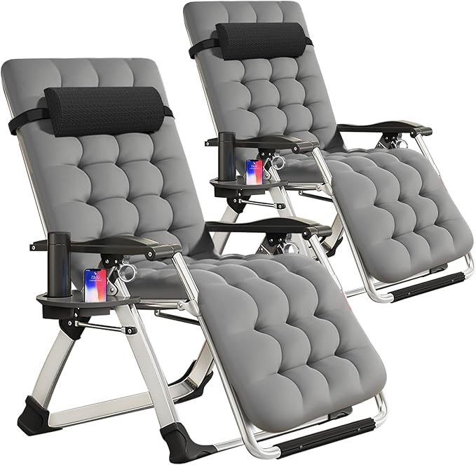 Slsy Zero Gravity Chair, Reclining Lounge Chair with Removable Cushion & Tray for Indoor and Outdoor - Photo 1