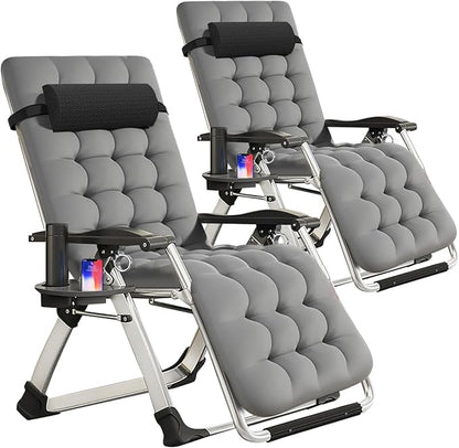 Slsy Zero Gravity Chair, Reclining Lounge Chair with Removable Cushion & Tray for Indoor and Outdoor, Patio Recliner Folding Reclining Chair
