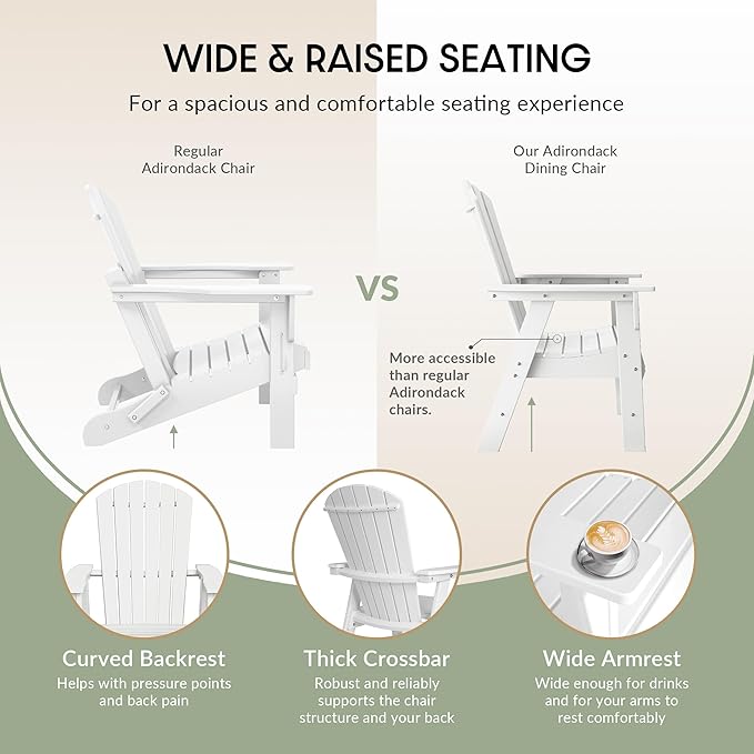 WestinTrends Dylan Outdoor Patio Shell-Back Adirondack Dining Chair Weather Resistant White