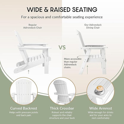 WestinTrends Dylan Outdoor Patio Shell-Back Adirondack Dining Chair Weather Resistant White