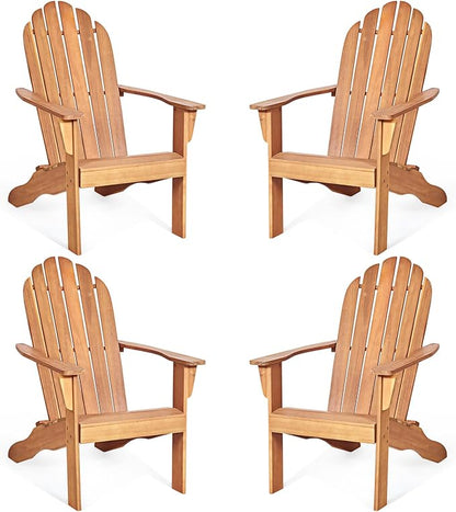 Tangkula Adirondack Chair, Acacia Wood Adirondack Lounger Chair, Outdoor Armchairs with Slatted Seating, Weather Resistant