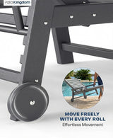 5-Position Adjustable Lounge Chair Outdoor Set of 2, HDPE Outdoor Chaise Lounge with Cup Holder & Wheels - Photo 4
