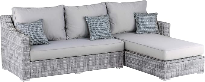Elle Decor Vallauris Patio Outdoor Furniture Collection, Premium All Weather Wicker, Storage Sectional, Gray - Photo 5