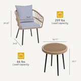 DWVO 3 Piece Patio Bistro Set, Patio Furniture Set Outdoor Wicker Bistro Rattan Chair Conversation Sets with Coffee - Photo 2