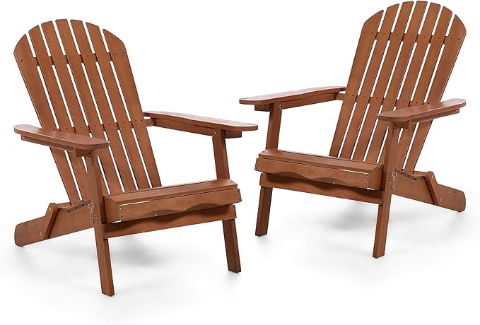 Greemotion Set of 2 Elk 34 in. W All Weather Outdoor Patio Eucalyptus Wood Adirondack Chair Solid Wood for Outdoor Fire Pit, Deck, Beach, Garden, Campfire Chairs, Weather Resistant, Natural