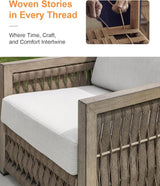 Patio Sofa Chair, Never Rusts Aluminum Outdoor Armchair with Washable Cushions - Photo 5