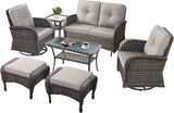 7 PCS Modern Wicker Patio Conversation Sets - Outdoor Swivel Chairs & Glider Loveseat - Ergonomic - Photo 2