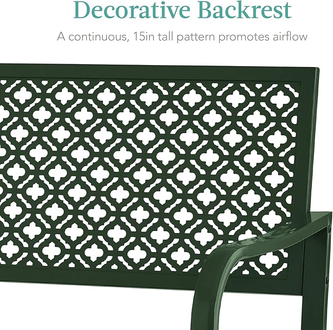 Best Choice Products Outdoor Bench 2-Person Metal Steel Benches Furniture for Garden, Patio, Porch - Photo 5