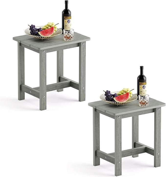 LUE BONA Outdoor Side Table Set of 2, HDPS Small Outdoor Table, Adirondack Side Table, Outside End Table for Patio - Photo 1