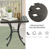 Patio Side Table, Cast Aluminum Square Outdoor Coffee Table for Backyard Garden or Balcony (Antique Brass) - Photo 7