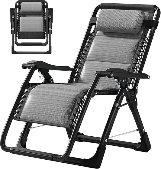 Slsy Zero Gravity Chair, Reclining Lounge Chair with Removable Tray for Indoor and Outdoor, Patio Recliner Folding Reclining Chair, Pacific Gray