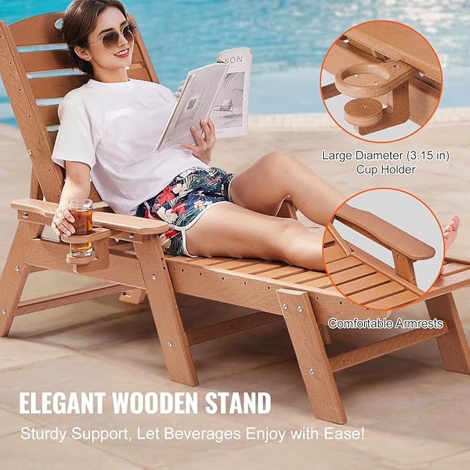 VEVOR Chaise Lounge Chair, 400 lbs Weight Capacity, 6 Positions Adjustable Patio Lounge Chair - Photo 8
