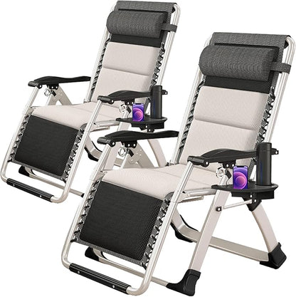 MOPHOTO Zero Gravity Chair, Outdoor Padded Lounge Chair with Side Table, Zero Gravity Recliner Chair, Outdoor Reclining Chair, Sturdy & Comfortable, Supports up to 440lbs