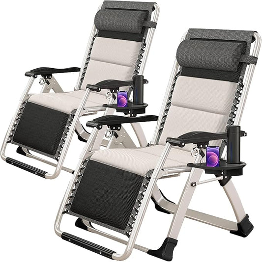 MOPHOTO Zero Gravity Chair, Outdoor Padded Lounge Chair with Side Table, Zero Gravity Recliner Chair, Outdoor Reclining Chair, Sturdy & Comfortable, Supports up to 440lbs
