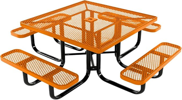 COATEDOUTDOORFURNITURE Heavy-Duty Portable Outdoor Kids Table with Umbrella Hole, Expanded Metal Kids Picnic Table - Photo 1