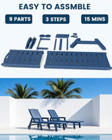 FOOWIN Chaise Lounge Chair Set of 2，HDPE Lounge Chair Outdoor with 5 Positions - Photo 7