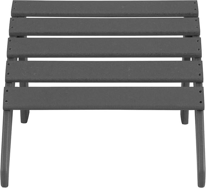 WO Home Furniture Adirondack Chair Outdoor Ottoman Set of 2 PCS Classic Patio Furniture (Gray)