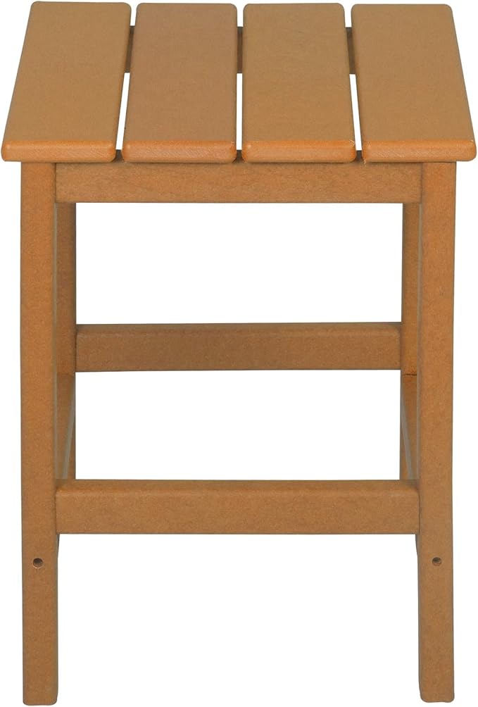 WO Home Furniture 3pc Set - HDPE Poly Adirondack Chair with Ottoman/Footrest and Square Side Table, All Weather and UV Resistant for Outdoor Patio Backyard, Garden, Orange