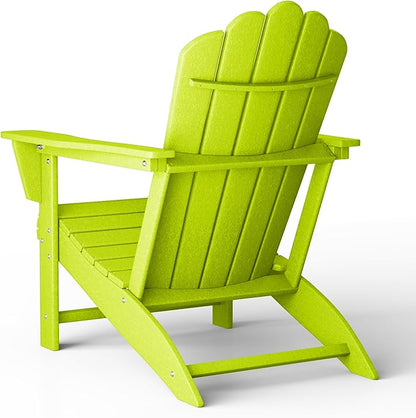 Costaelm Lakeview Outdoor Patio HDPE Adirondack Chair with Cup Holder, Lime