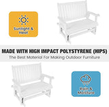 HIPS Patio Glider with Cup Holders, Durable Poly Lumber Material, All-Weather Resistant - Photo 5