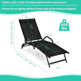 Giantex Lounge Chairs for Outside - Set of 2 Outdoor Chaise Lounge with 5 Adjustable Position, Steel Frame - Photo 3