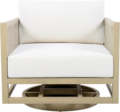 Christopher Knight Home Carlis Outdoor Acacia Wood Swivel Club Chair with Removable Cushion, 360° Rotating Patio Armchair for Garden, 360° Swivel Accent Chair, Light Teak+Cream