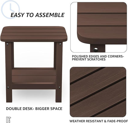SERWALL Double Adirondack Side Table Rectangular End Table, Coffee