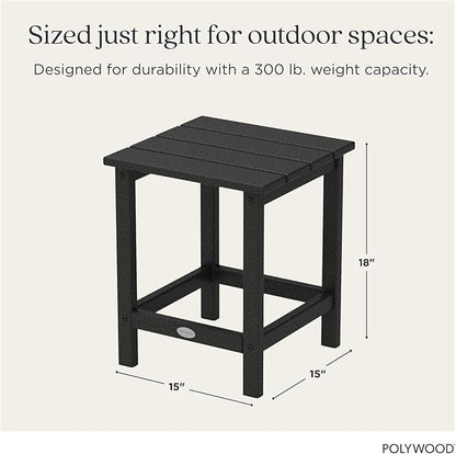POLYWOOD Long Island 18" Side Table, Black