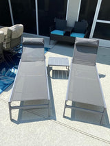 Domi 3 Pieces Adjustable Chaise Lounge Set Outdoor Patio Lounge Chair All Weather Five-Position Recliner Chair Set - Photo 3