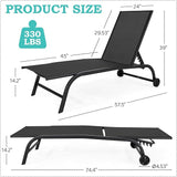 EROMMY Patio Chaise Lounge Chair Set of 2 with Wheels, Oversized 26" W Outdoor Lounge Chairs with Adjustable Backrest - Photo 2