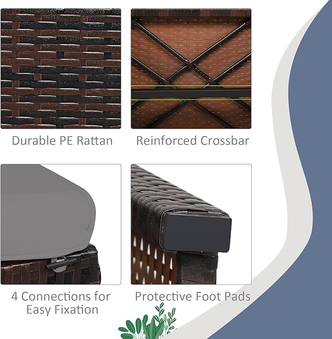 Tangkula 2 Pieces Patio Rattan Ottomans, All Weather Outdoor Footstool Footrest Seat with Soft Cushion, Hidden Zipper - Photo 8