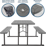 COSCO Outdoor Living 6 ft. Folding Picnic Table, Dark Gray Wood Grain Resin with Gray Steel Legs - Photo 5