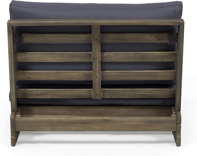 Sherwood Outdoor Club Chair with Cushions - Acacia Wood - Gray/Dark Gray - Photo 9
