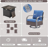 Belord 5 Pieces Patio Furniture Set with Fire Pit Table - 4 Outdoor Swivel Rocker Chairs with 50000 BTU Propane Fire - Photo 3