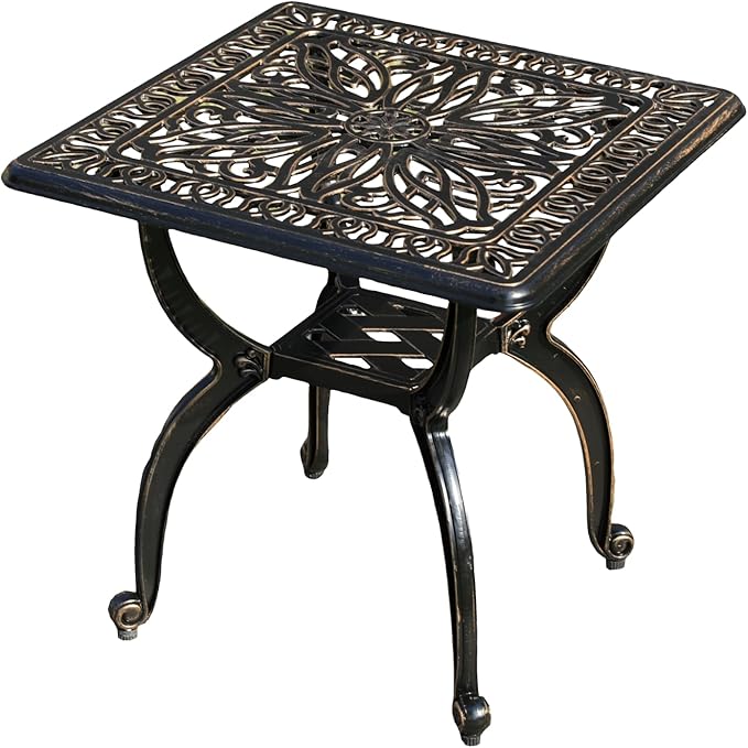 KAILI Outdoor Cast Aluminum Side Table Patio Side Table Backyard, Pool, Indoor - Photo 3