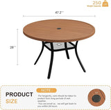 VICLLAX 47.2" Round Patio Table for 6, All Weather Metal Outdoor Dining Table with Adjustable Umbrella Hole - Photo 2